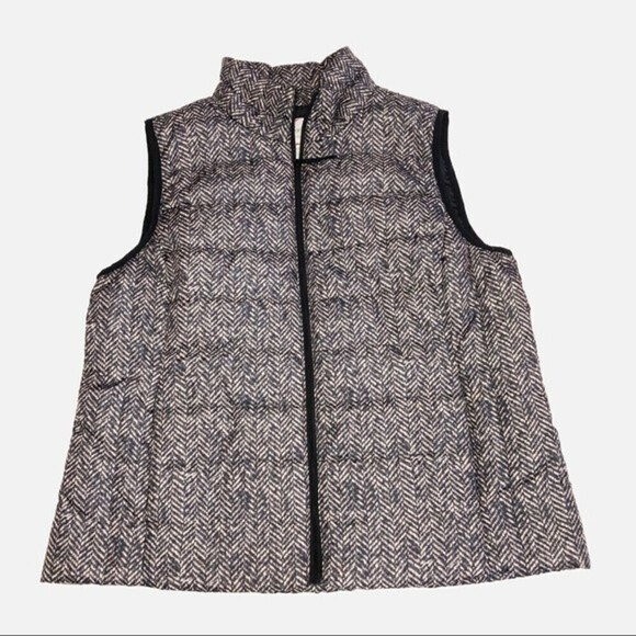 Rafaela Gray Print Puffy Vest SZ L - Picture 1 of 9